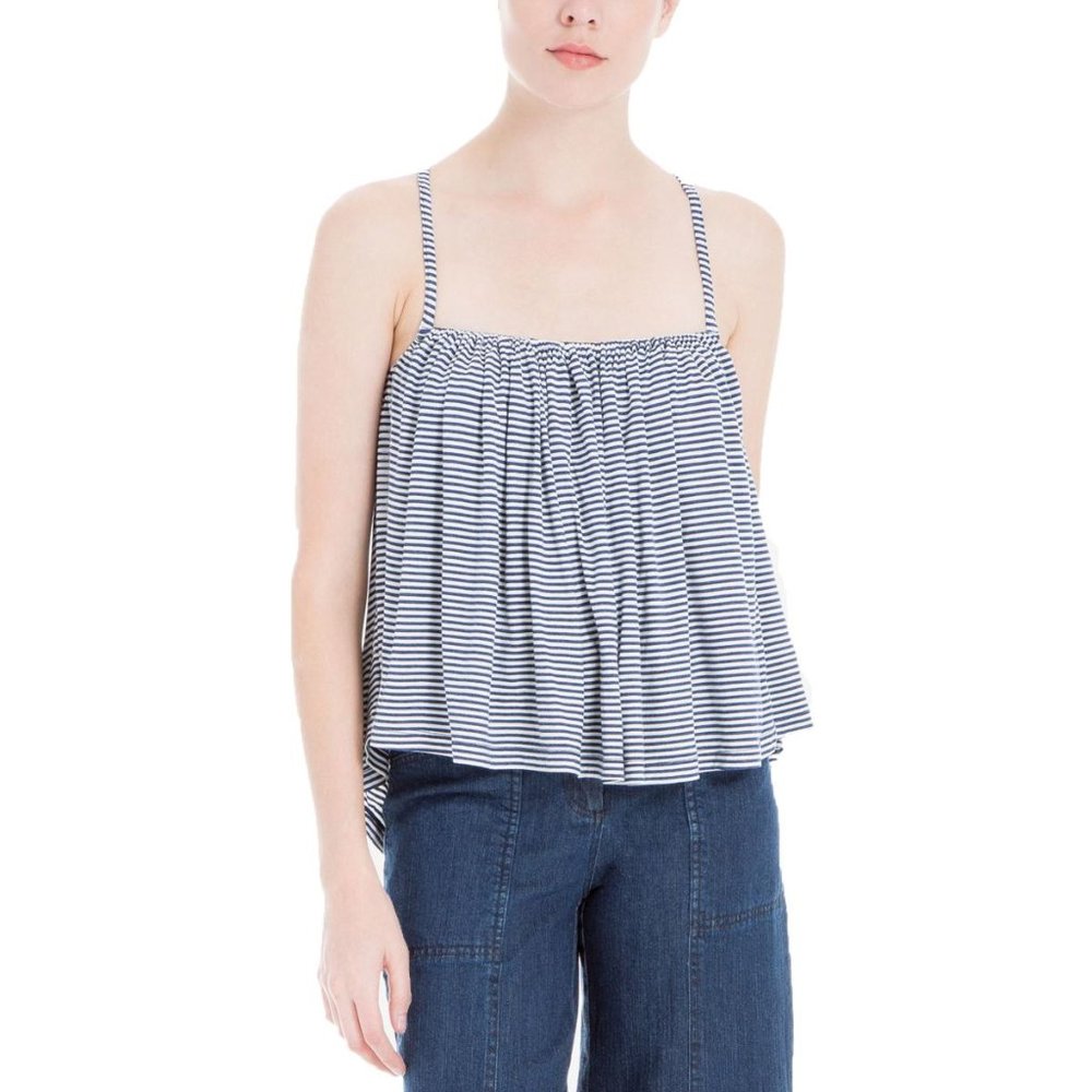 Max Studio London  Racerback Striped Spaghetti Tan